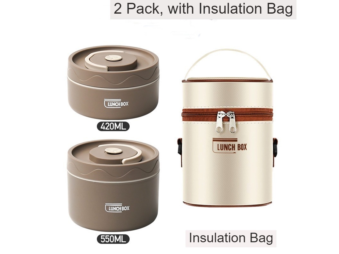 Lancheira Bento À Prova de Vazamentos para Adultos 2 Camadas com Saco de Café-970Ml LUUCOZK