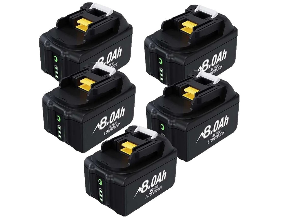 Bateria OEM para ferramentas elétricas, 5 peças, 8,0 Ah, capacidade de 8000 mAh, compatível com BL1830