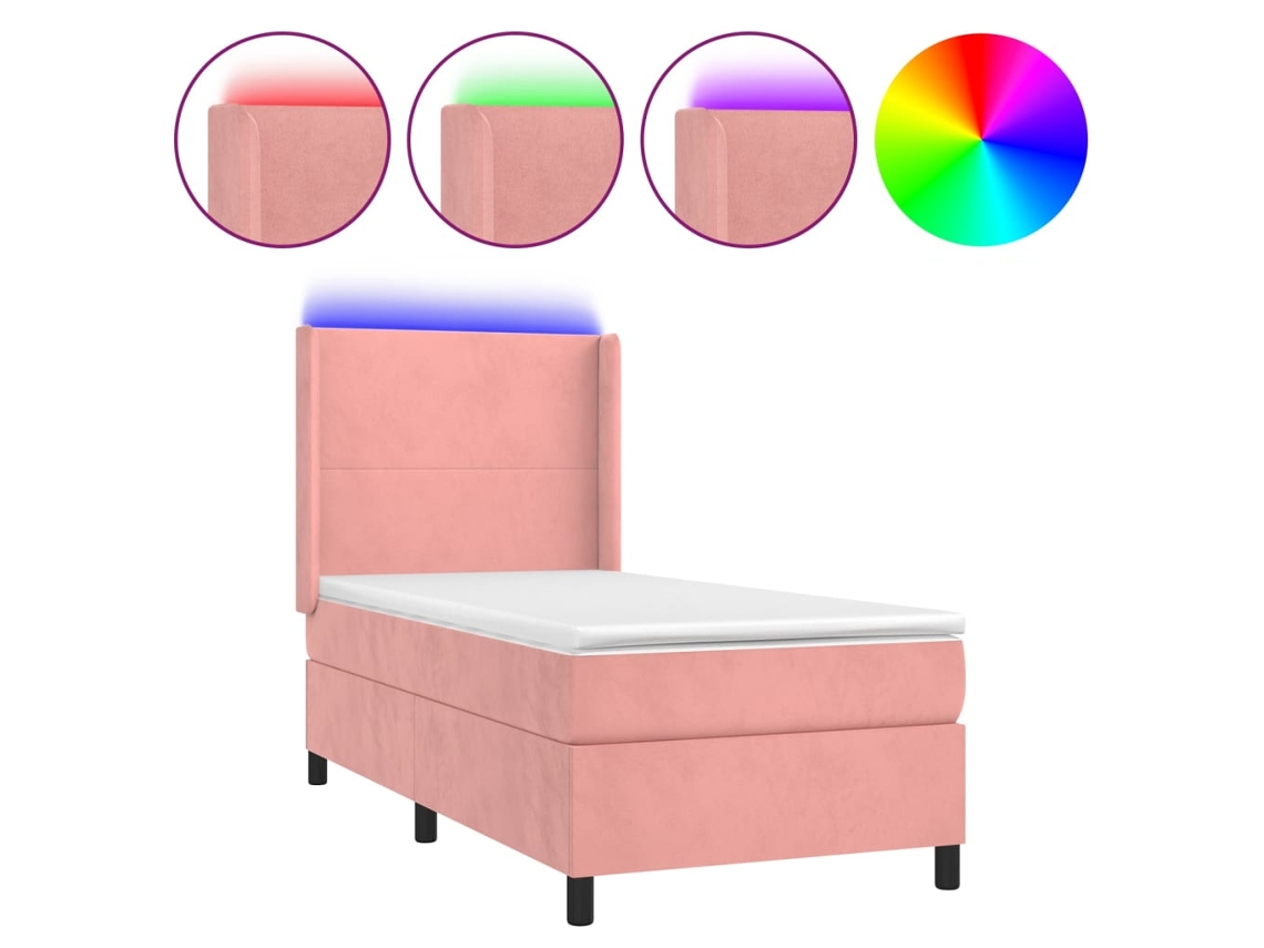 Box Spring Bed, Box Spring Beds Vidaxl Cor-de-rosa Veludo (100 X 200 Cm)