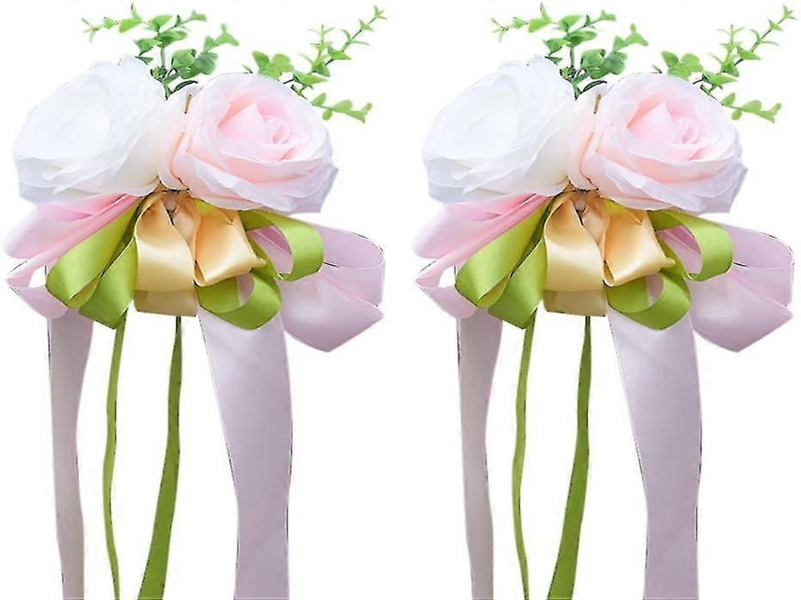 Laços De Natal - 2 Peças - Rosa, Plástico, 60x5x2cm - Anti-desbotamento - Para Interiores E Casamentos | Lurelia