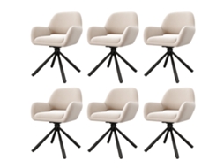 Conjunto de 6 cadeiras giratórias em veludo bege com braços, design moderno para sala de jantar, sem mesa incluída PAPRIKA | PAPRIKA