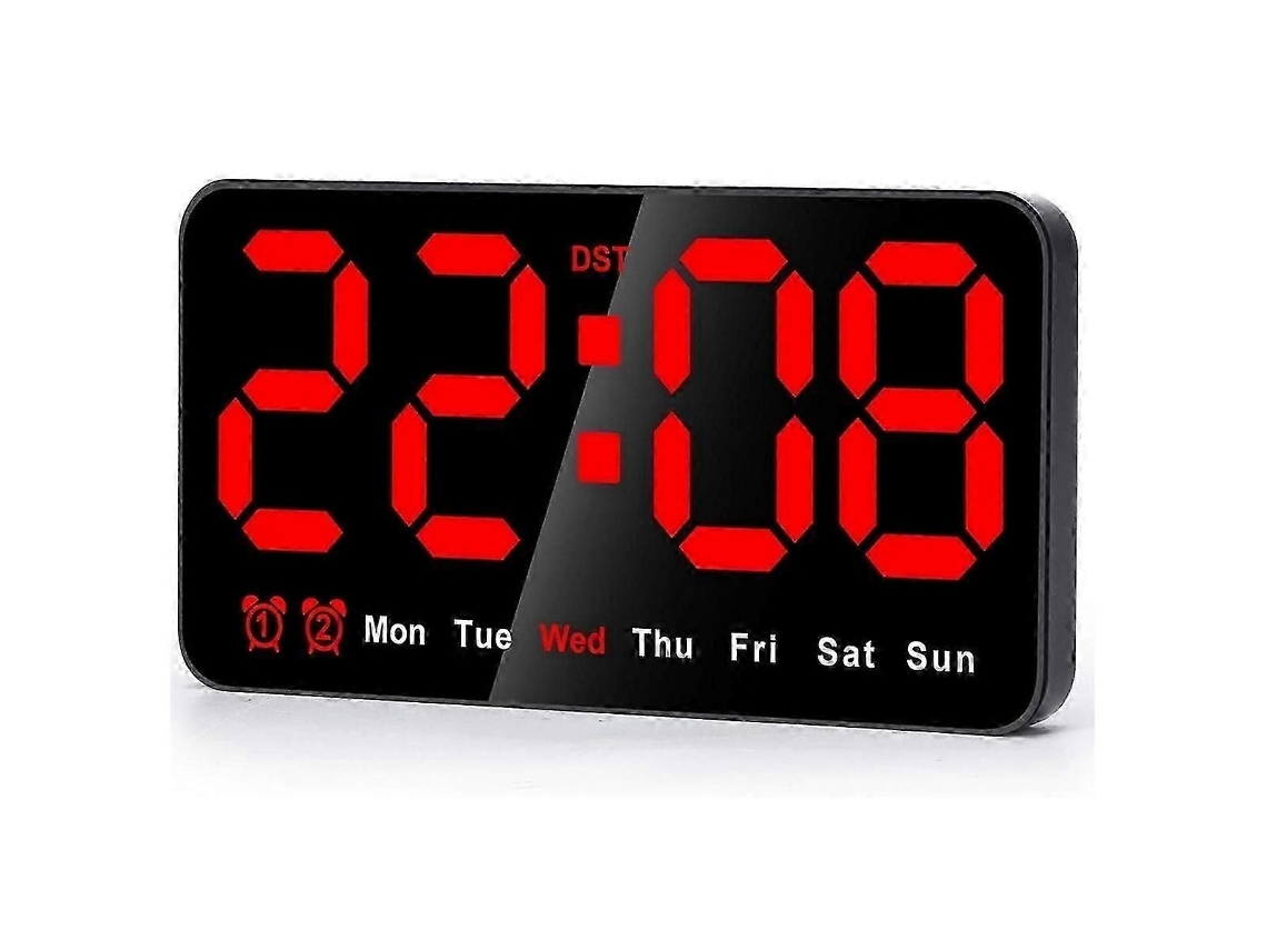 Relógio De Parede Digital Led De 9 Polegadas, Mostrador Grande, 12/24h, Silencioso, Cor Vermelha-sdcy