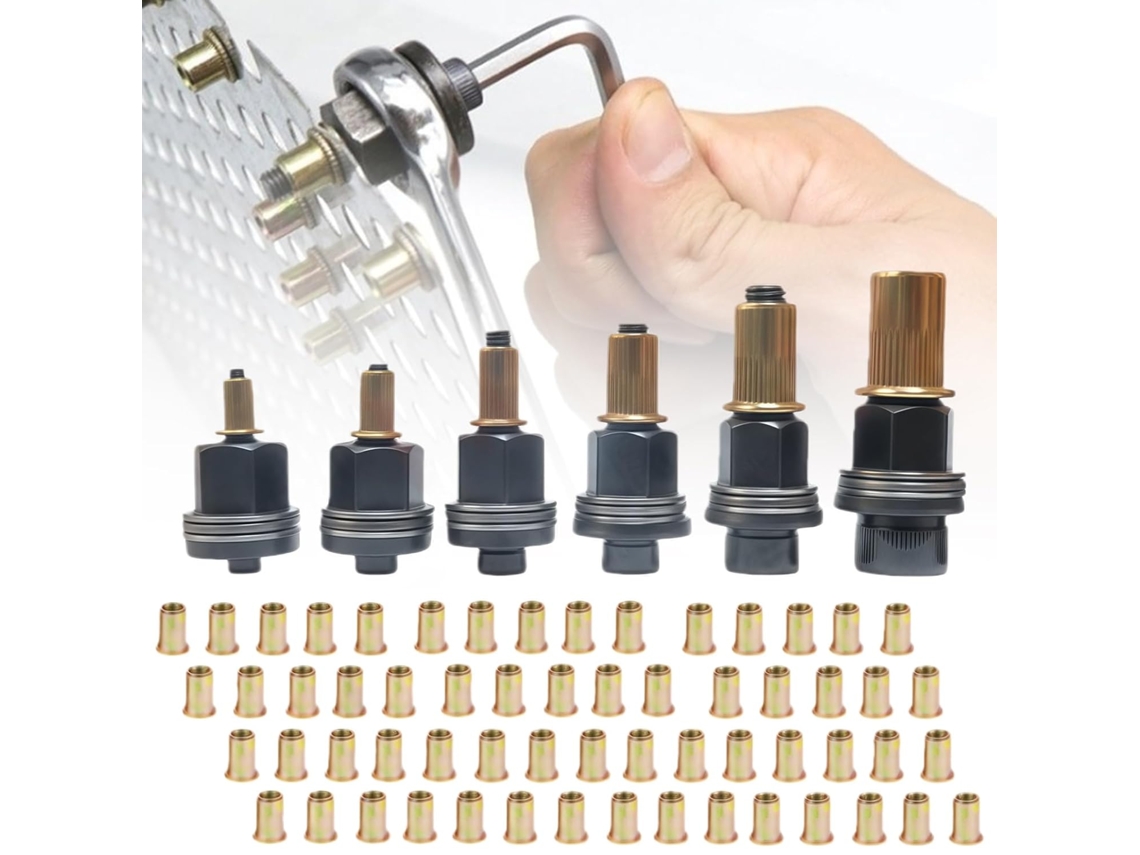 Kit De 66 Porcas Rebite Em Aço Carbono, De 3 Mm A 10 Mm, Com Insertos Roscados De Alta Resistência Para Aplicações