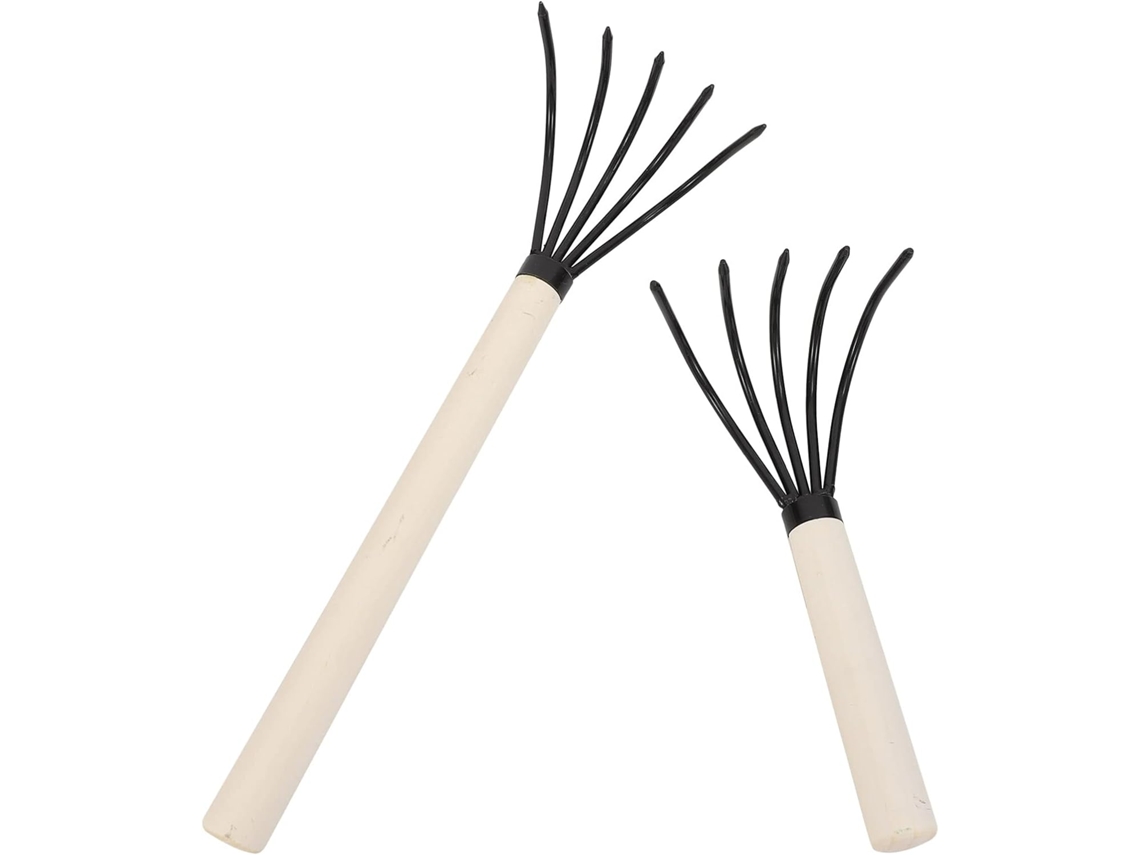 Conjunto De 2 Ancinhos De Aço Carbono Com Cabos De Madeira.