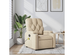 Vidaxl Poltrona De Massagem Reclinável Em Tecido Creme