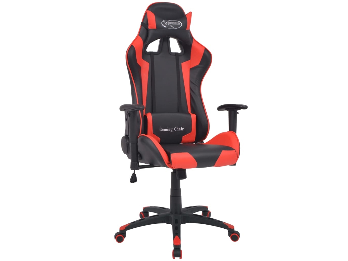 Vidaxl Cadeira Escritório Reclin. Estilo Corrida Pele Artif. Vermelho