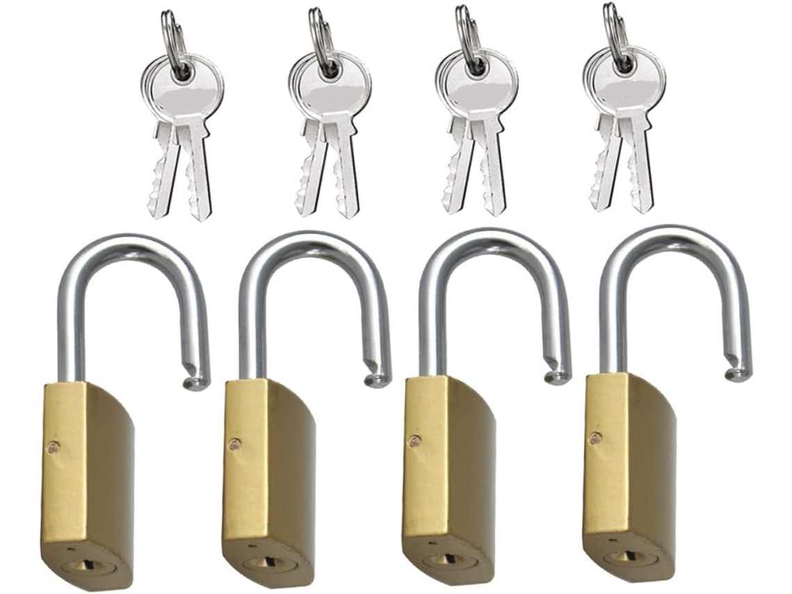 Conjunto De 4 Cadeados Latão Para Armários E Gavetas, Com Máxima