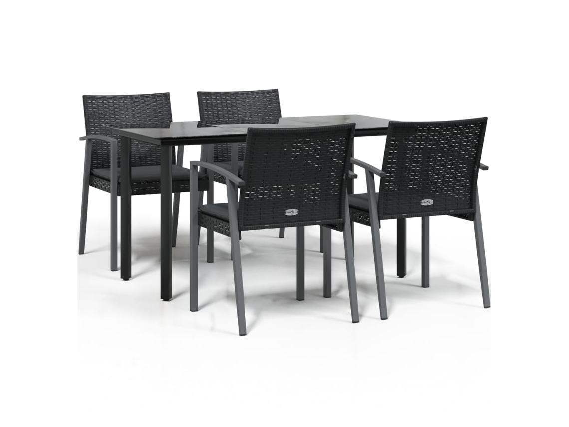 Conjunto de 5 Jantar para Jardim com Almofadões Vime Pe e Aço MAISON EXCLUSIVE (5pcs)