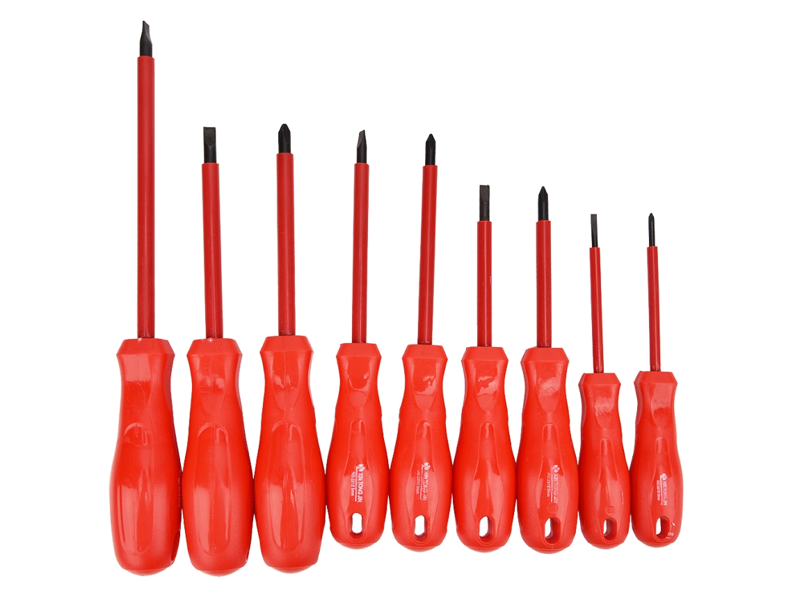 Kit de Chaves de Fenda isoladas 9 peças aço 45 ferramentas de reparo elétrico | S/MARCA