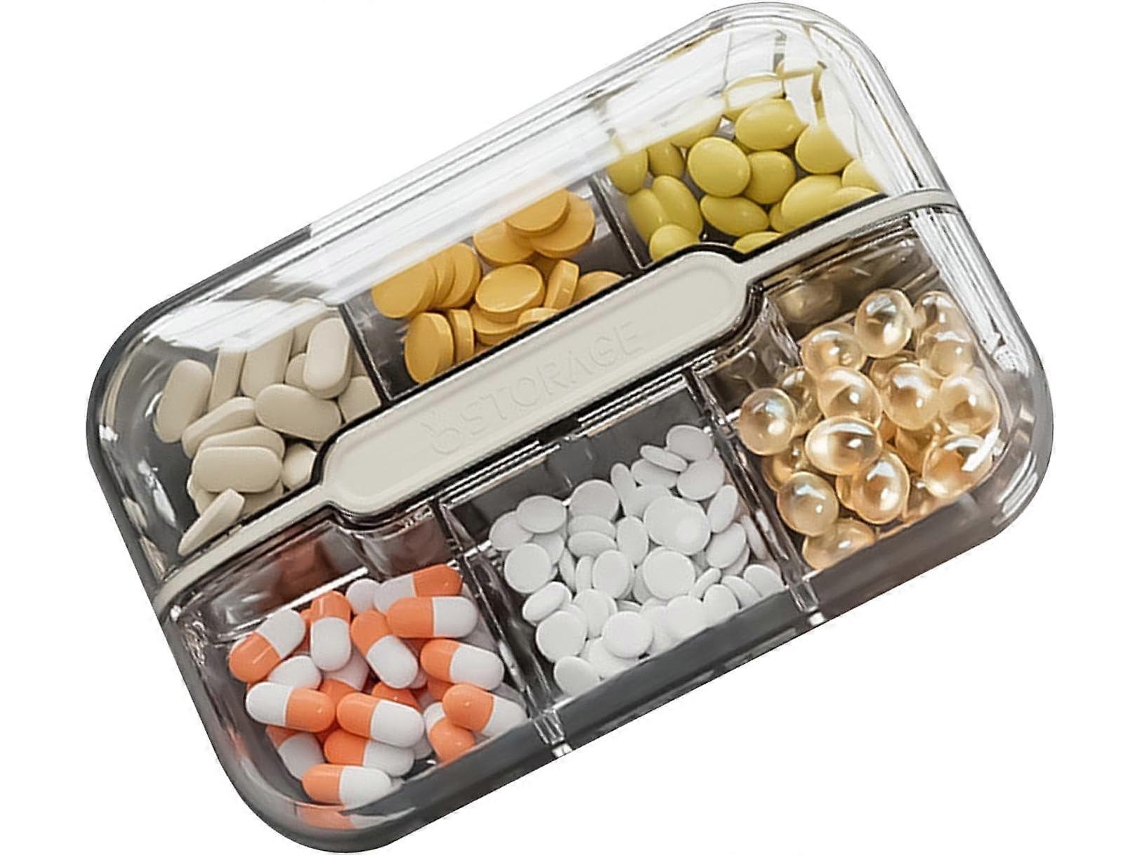 Organizador De Comprimidos Para Viagem Porta Comprimidos Com 6 Compartimentos Porta Comprimidos Portátil Para Viagens Brilvibera