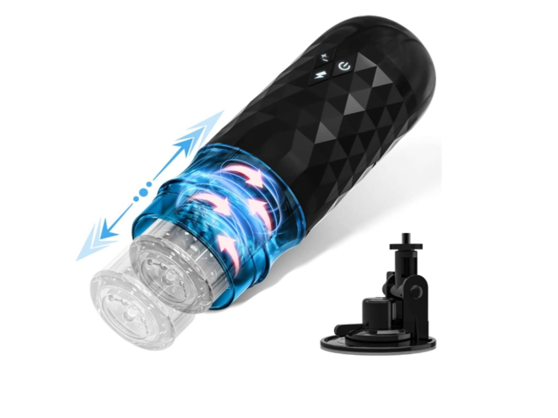 Copo masturbador masculino automático, masturbador masculino com 7 impulsos giratórios, preto
