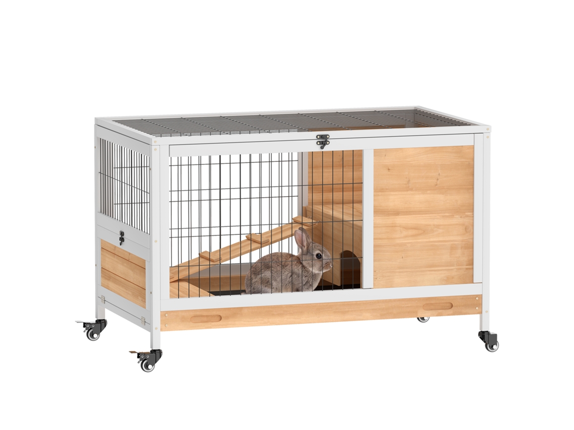 Recinto De Madeira Portatil Com Rampas Com Teto Abativel 90x53x59cm Design Moderno E Funcional Material Resistente E Seguro