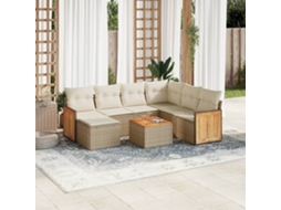 Vidaxl 8 Pcs Conjunto De Sofás P/ Jardim Com Almofadões Vime Pe Bege