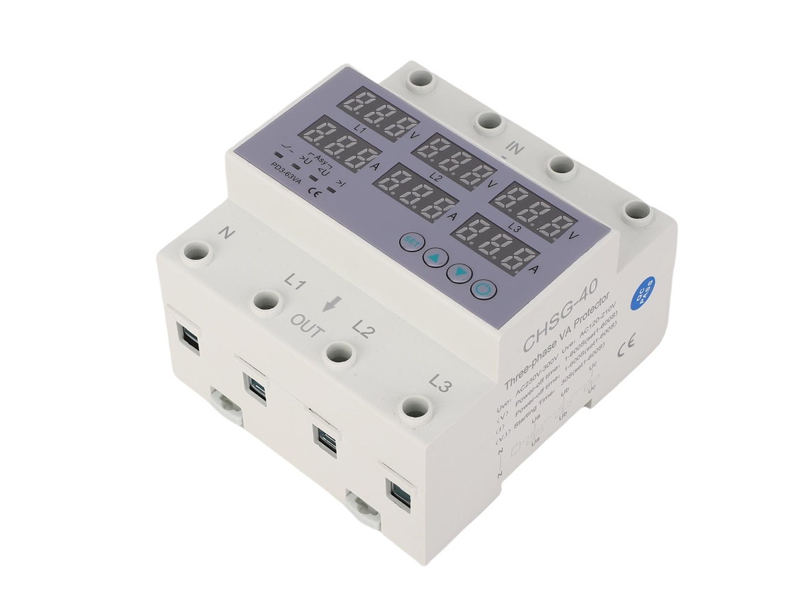 Laxiscreed Voltímetro E Amperímetro Trifásico Para Din Rail Com Proteção Automática Contra Sobretensão E Sobrecorrente