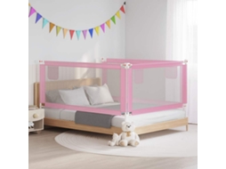 Vidaxl Barra De Segurança P/ Cama Infantil Tecido 190x25 Cm Rosa