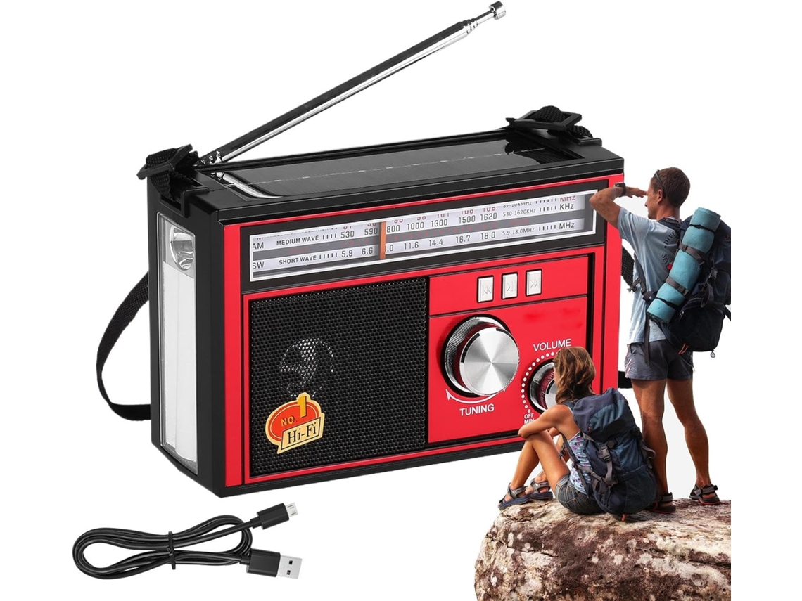 Rádio Météo Solaire Rádio Météo Portátil Solaire Recarregável, Equipamento De Camping Étanche Com Gokoco