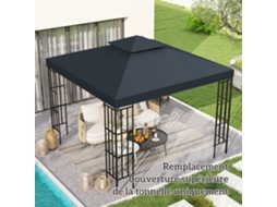 Cobertura de Substituição para Gazebo/tenda 3 X 3 M, Poliéster de Alta Densidade 180 G/m², Cinza Escuro