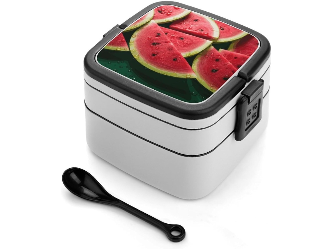 Marmita Bento De Melancia, Linda E Com Duas Camadas, Design Minimalista Moderno, Empilhável, À Prova De Vazamentos