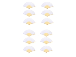 Leques Dobráveis Brancos Elegantes, Leques De Bambu De Papel Feitos À Mão Para Decoração De Casamento, Ideais Para Decoração Diy E Ocasiões Especiais