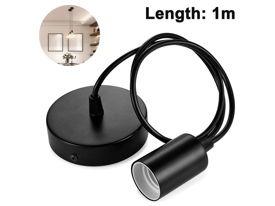 Suspensão de Lâmpada em Metal Casquilhos E27 com Cabo Pêndulo de Cordão Cabo de Luminária Suspensa Ideal para Iluminação de Teto