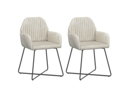 Conjunto 2 Cadeiras De Jantar Vidaxl Creme Veludo (55 X 50 X 84 Cm)