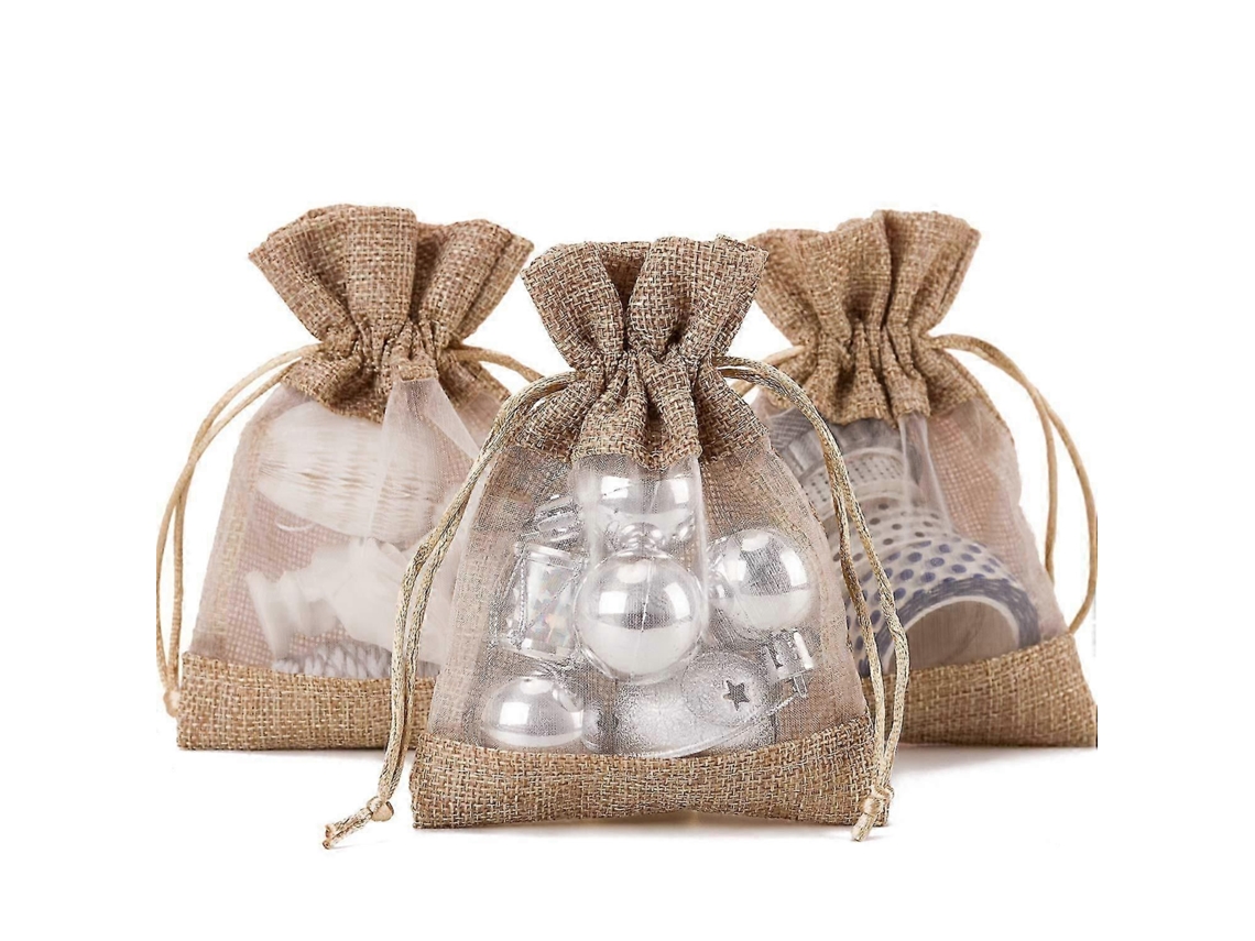 20 Sacos De Presente De Renda Em Tom Natural, 5x7 Polegadas, Para Lembranças De Casamento-zscy