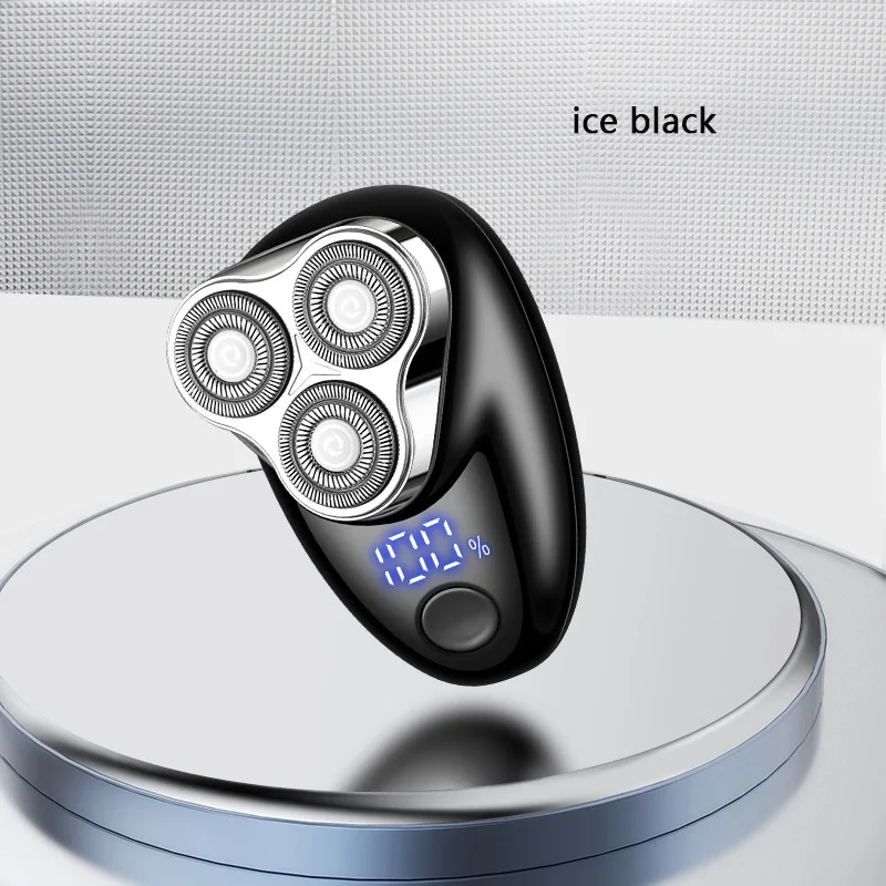 (preto) Mini Barbeador De Três Lâminas, Recarregável Tipo C, Com Visor Digital