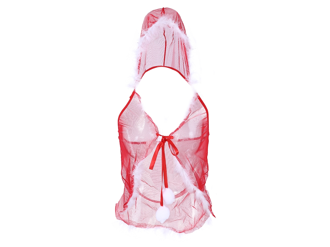 Laxiscreed Conjunto De Lingerie Natalino Com Babydoll E Tanga De Abertura Frontal Para Mulher