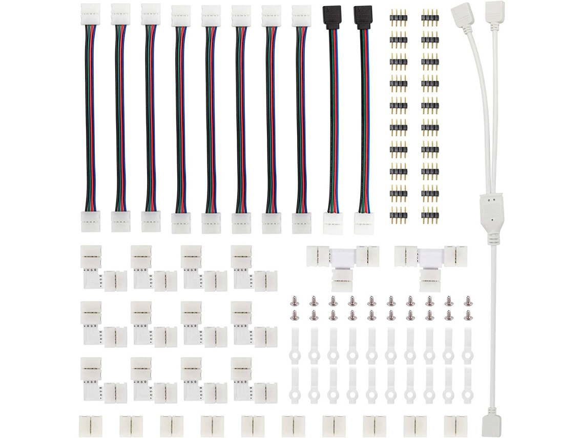 Kit De Conectores Para Tiras Led 5050, 95 Piezas Con Conectores T Y L, Terminales Y Herramienta De Empalme