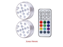 1 Controlador 2 Lâmpada Led Submersível Luz Submersa com Controle Remoto Rf Ideal para Piscina Lagoa Ou Vaso Projetor YWEI