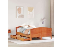 Cama Sem Colchão 120x190 Cm Madeira Pinho Maciça Castanho-mel