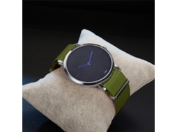 Relógio de pulso masculino casual e moderno com pulseira de nylon e mostrador redondo, azul militar, quartzo.