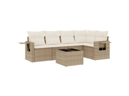 Conjunto de 6 Sofás P/ Jardim com Almofadões Vime Pe Bege MAISON EXCLUSIVE (80x200 cm)
