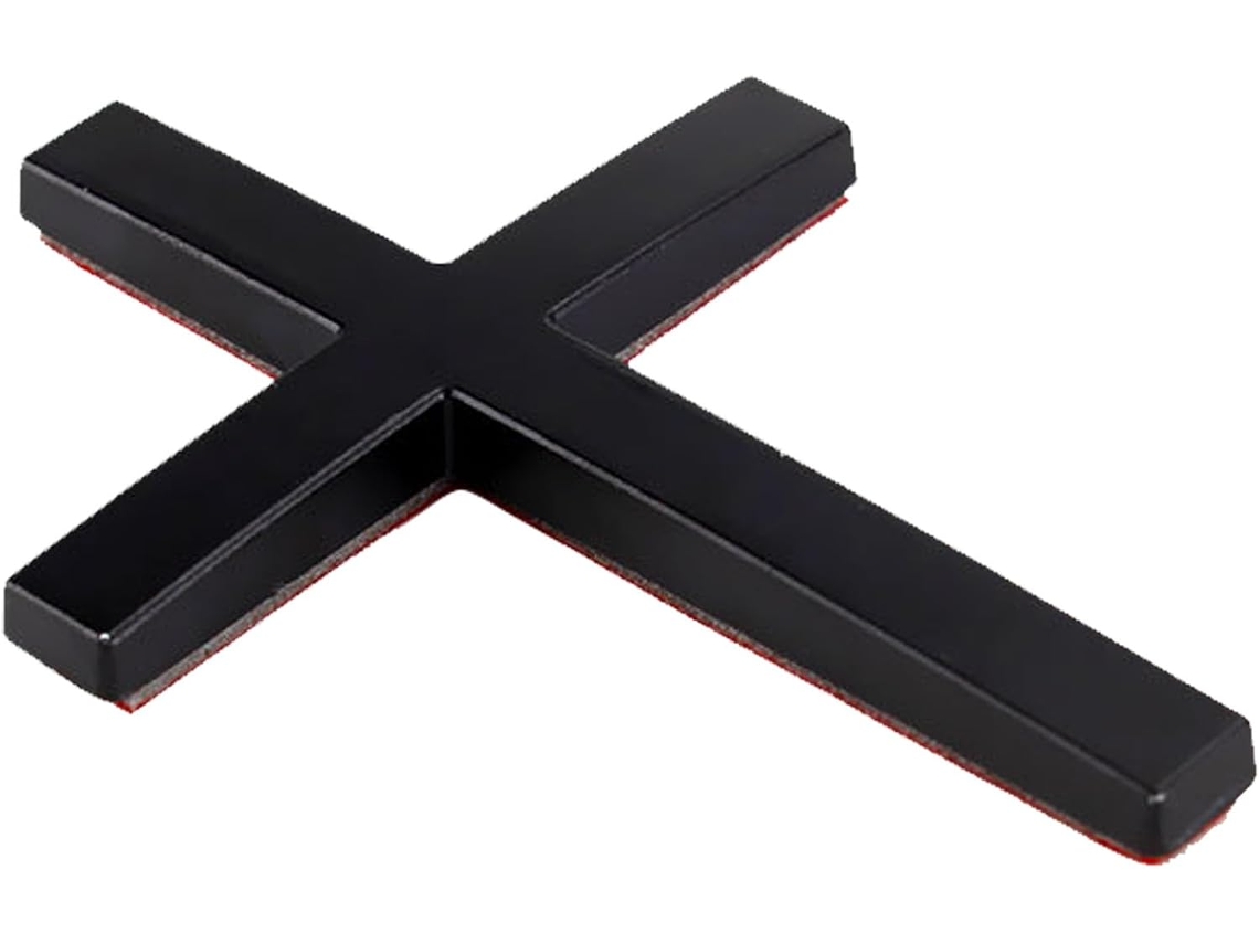 Adesivo 3D em formato de cruz de metal preto para lanterna traseira de veículo, compatível