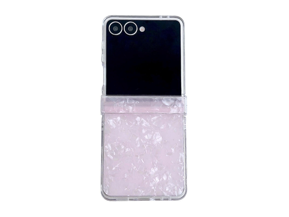 Conjunto De Três Peças De Capa De Celular Com Textura De Concha Perolada Para Samsung Galaxy Z Flip7 5g