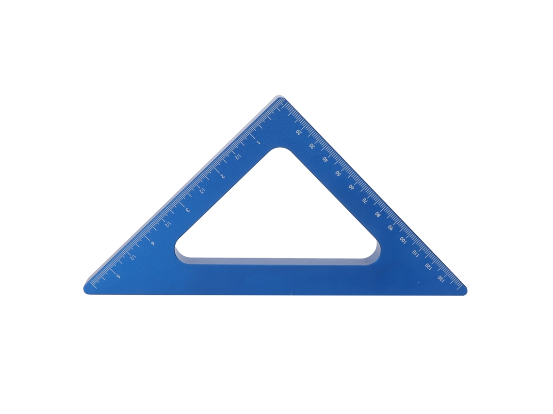 Régua Triangular Azul em Alumínio 90° com Medidas em Polegadas e Métrica S/MARCA