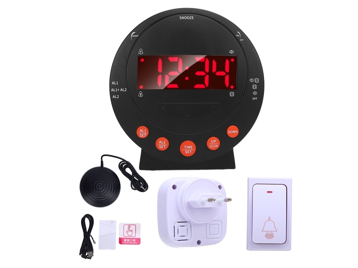 Despertador Extra Alto Com Função De Vibração, Tela Led De 3, 74 Polegadas, Controle De Volume E Plugue Padrão Europeu.