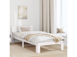 Estrado De Cama Com Cabeceira Branca 100x200 Cm Madeira De Pinho Maciça