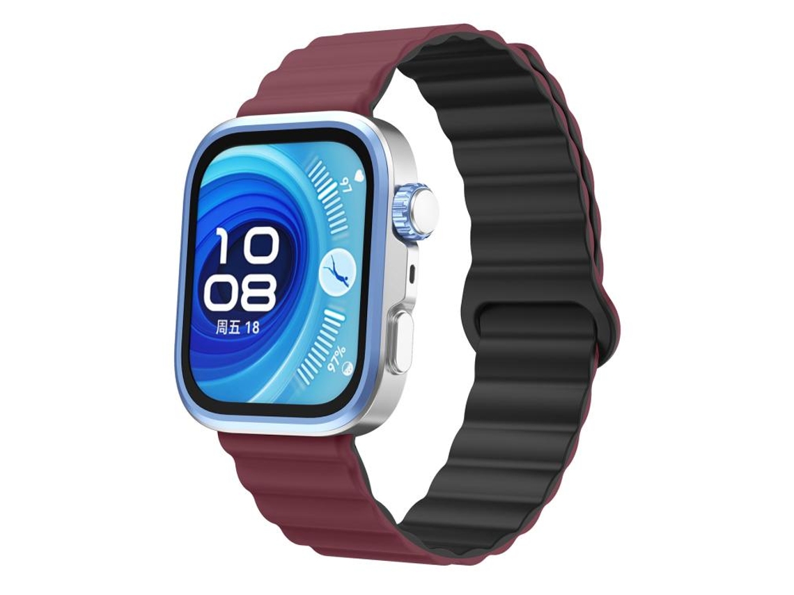 Bracelete para Huawei Watch Fit 4 / Fit 4 Pro / Fit 3 Silicone Magnético Wave Vinho, Vermelho e Preto XIAOMOYU