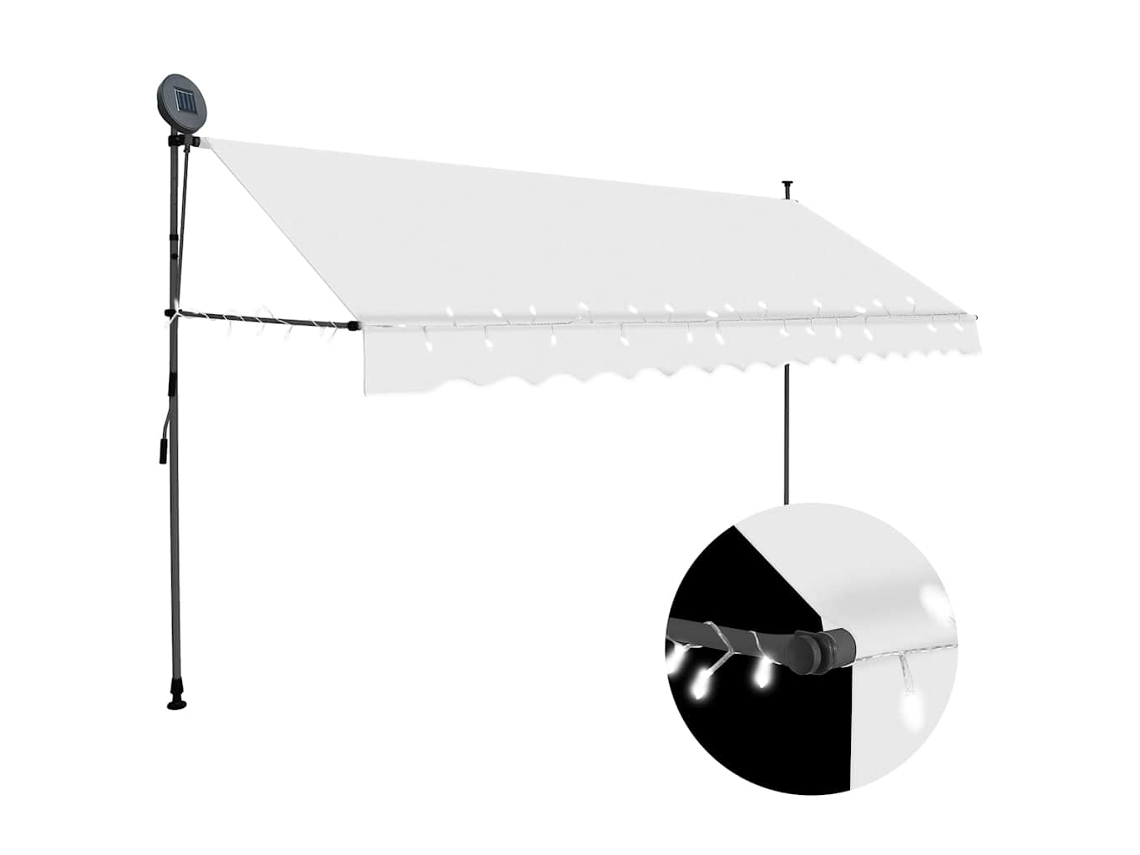 Vidaxl Toldo Retrátil Manual Com Led 350 Cm Creme