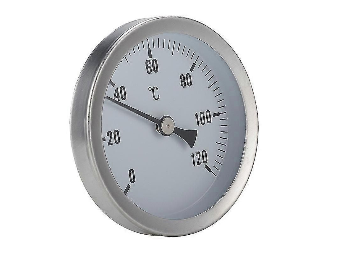 Termômetro Bimetálico Em Aço Inoxidável 0-120°c, 63 Mm, Para Tubulação De Caldeira Industrial.