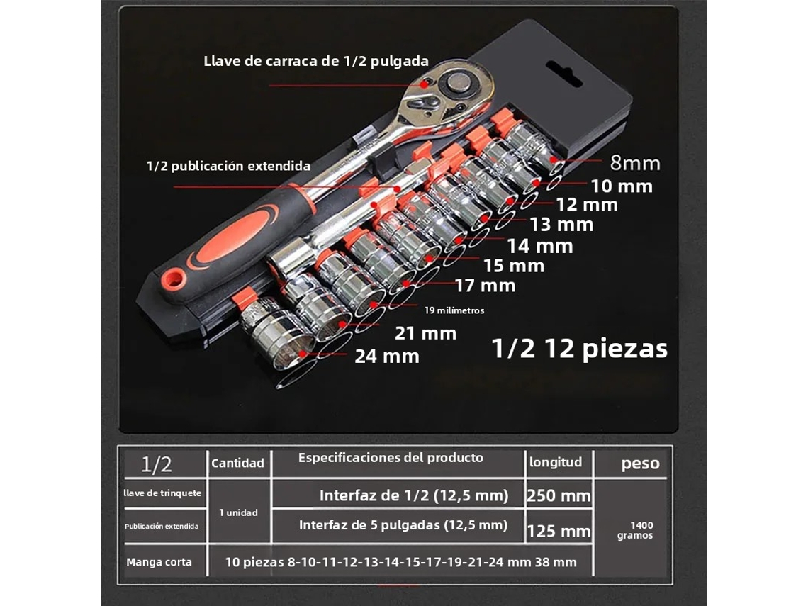 Conjunto de 12 Peças Chaves Fixas MDUG em aço cromo vanádio