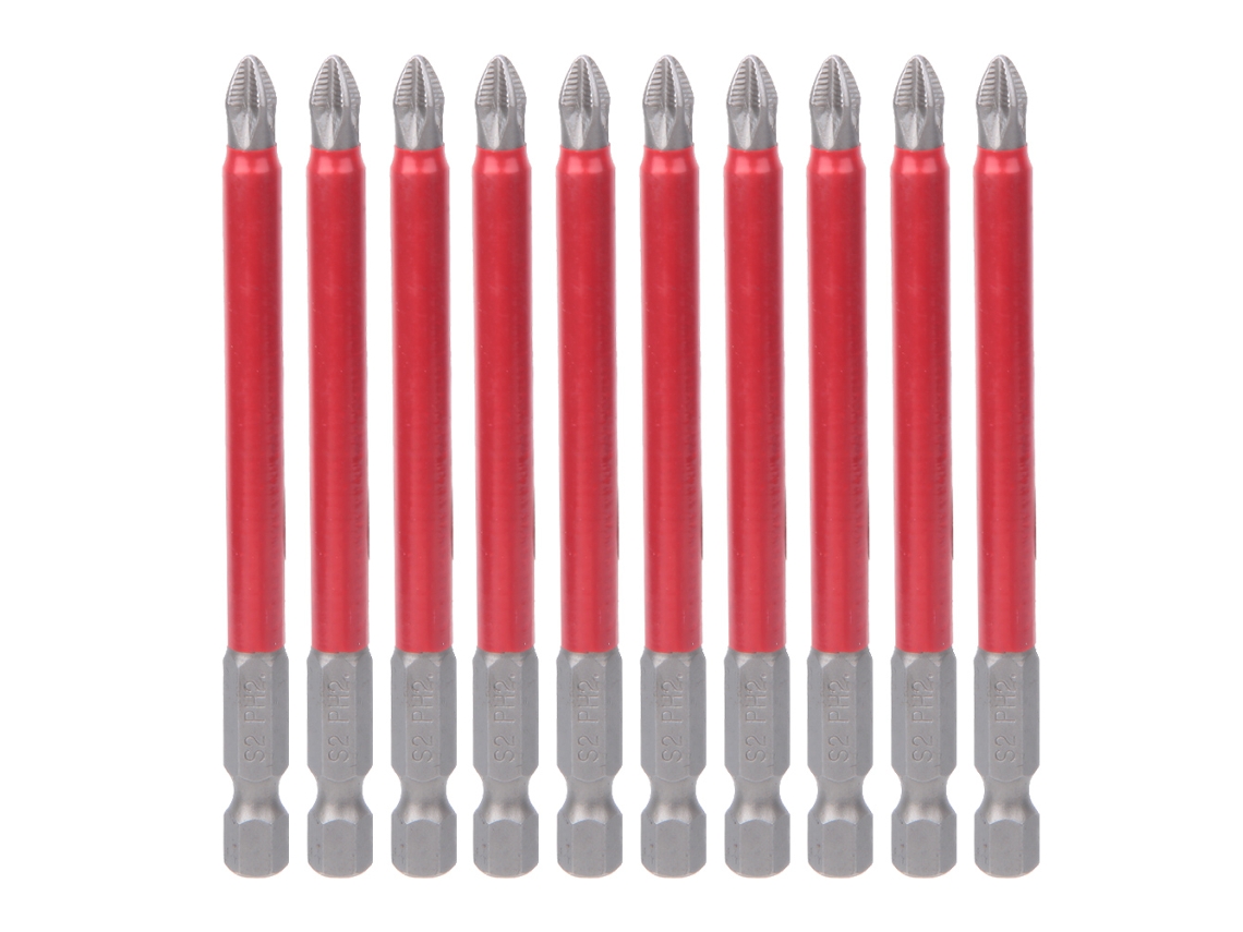 10pcs Conjunto De Brocas De Parafusadeira 90mm Cabeça Única Magnética S2 Ph2 Para Parafusadeira Elétrica