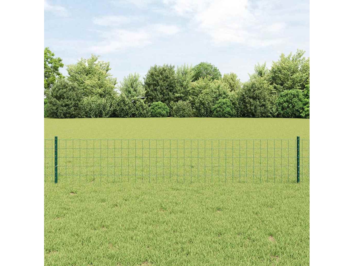 Vidaxl Cerca Euro Com Poste 10 X 0,4 M Aço Revestido De Pvc Verde