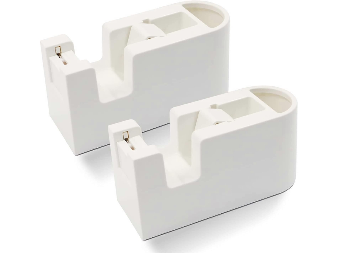Conjunto De 2 Dispensadores Fita Adesiva Com Armazenamento, Cabeça Corte Automática, Suporte Para Adesiv A Scotch, Base Antiderrapante