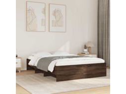 Vidaxl Estrutura Cama S/ Colchão Derivados Madeira Carvalho Castanho