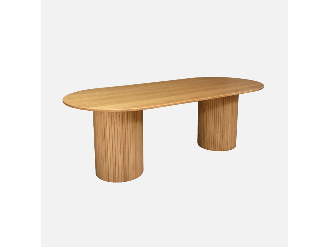 Mesa De Jantar Oval Em Madeira De Seringueira Para 8 Lugares, Natural Sweeek