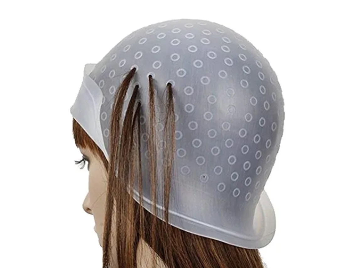 Boné De Mechas De Cabelo Em Silicone Transparente Branco Para Colorir E Dyeing Na Cabeleireiro E Casa