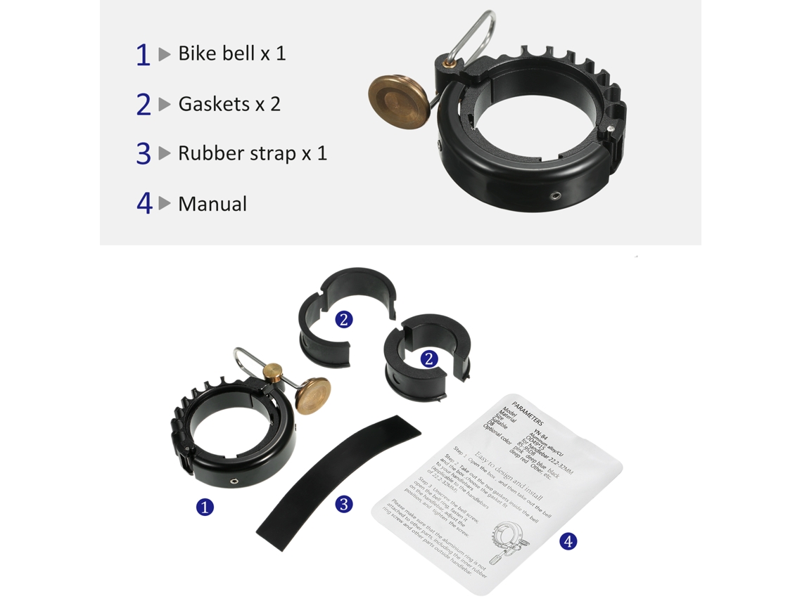 SINO Mali de Metal para Bicicleta com Alarme Sonoro para Guidão 22.2 32mm