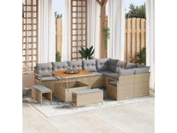Vidaxl Conjunto De Sofá De Jardim 12 Unid. Bege Vime Pe